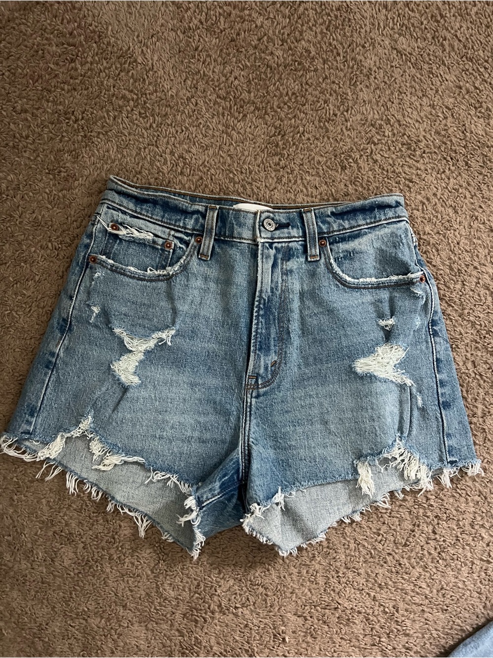 Abercrombie & Fitch Light Blue Distressed Denim Cutoff Shorts